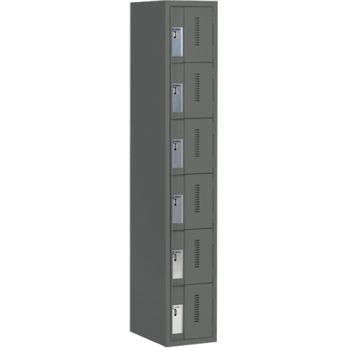 Concorde Heavy-Duty Lockers, 6 -tier, 12" x 18" x 72", Steel, Charcoal, Welded (Assembled) Chandler Sales