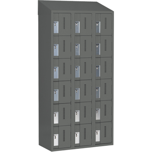 Concorde Heavy-Duty Lockers, 6 -tier, Bank of 3, 36" x 18" x 78", Steel, Charcoal, Welded (Assembled) Chandler Sales