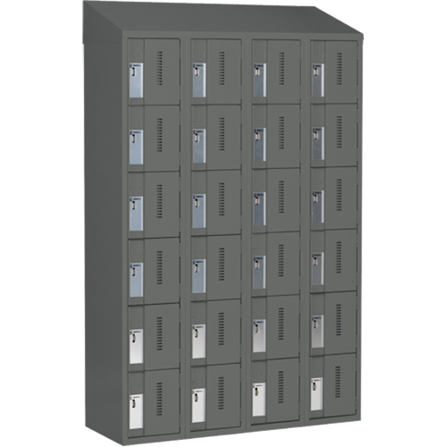Concorde Heavy-Duty Lockers, 6 -tier, Bank of 4, 48" x 18" x 78", Steel, Charcoal, Welded (Assembled) Chandler Sales