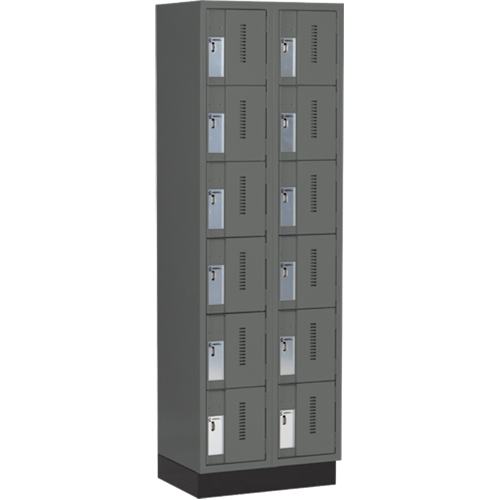 Concorde Heavy-Duty Lockers, 6 -tier, Bank of 2, 24" x 18" x 76", Steel, Charcoal, Welded (Assembled) Chandler Sales