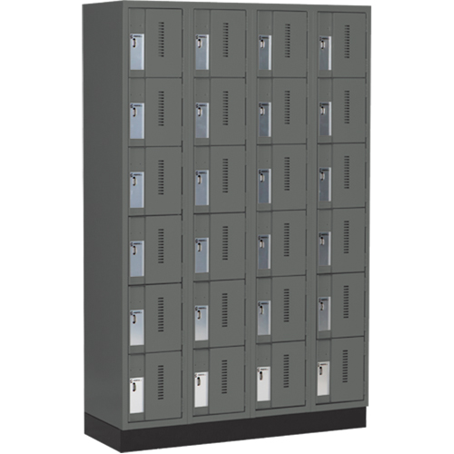 Concorde Heavy-Duty Lockers, 6 -tier, Bank of 4, 48" x 18" x 76", Steel, Charcoal, Welded (Assembled) Chandler Sales