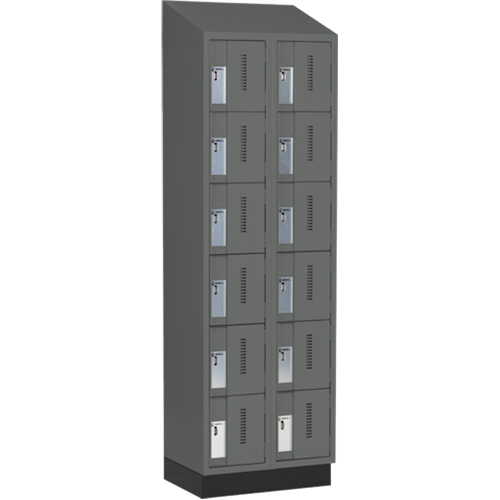Concorde Heavy-Duty Lockers, 6 -tier, Bank of 2, 24" x 18" x 82", Steel, Charcoal, Welded (Assembled) Chandler Sales