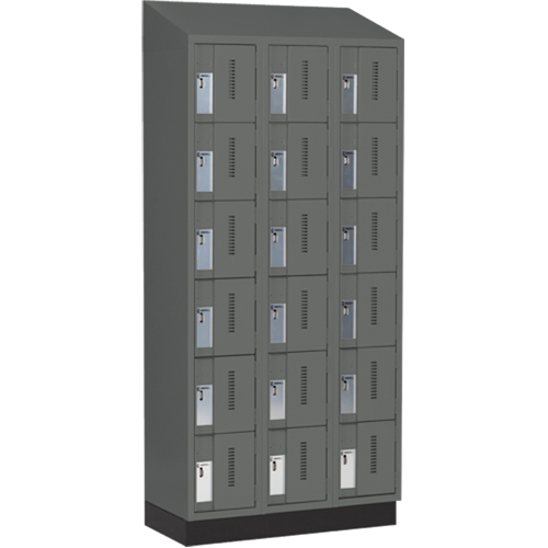 Concorde Heavy-Duty Lockers, 6 -tier, Bank of 3, 36" x 18" x 82", Steel, Charcoal, Welded (Assembled) Chandler Sales