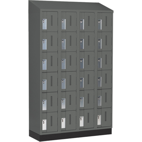 Concorde Heavy-Duty Lockers, 6 -tier, Bank of 4, 48" x 18" x 82", Steel, Charcoal, Welded (Assembled) Chandler Sales