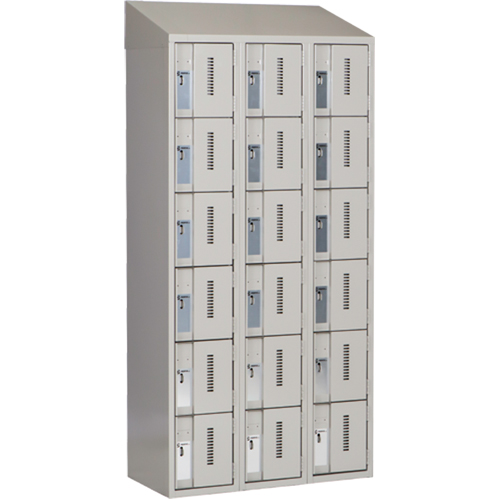 Concorde Heavy-Duty Lockers, 6 -tier, Bank of 3, 36" x 18" x 78", Steel, Grey, Welded (Assembled) Chandler Sales