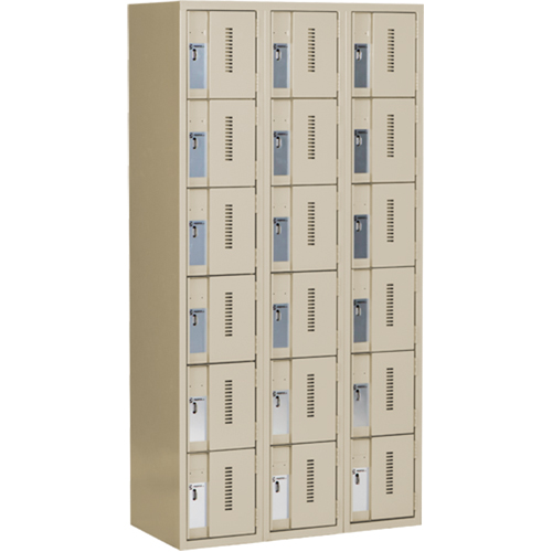 Casiers robustes Concorde, 6 niveaux, Bloc de 3, 36" x 18" x 72", Acier, Beige, Soud&eacute; (assembl&eacute;) Chandler Sales