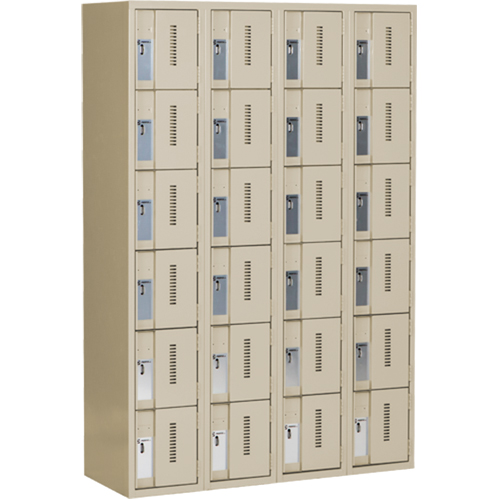 Casiers robustes Concorde, 6 niveaux, Bloc de 4, 48" x 18" x 72", Acier, Beige, Soud&eacute; (assembl&eacute;) Chandler Sales