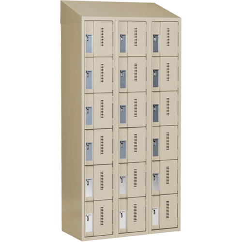 Concorde Heavy-Duty Lockers, 6 -tier, Bank of 3, 36" x 18" x 78", Steel, Beige, Welded (Assembled) Chandler Sales