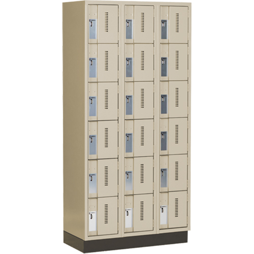Casiers robustes Concorde, 6 niveaux, Bloc de 3, 36" x 18" x 76", Acier, Beige, Soud&eacute; (assembl&eacute;) Chandler Sales
