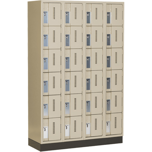 Concorde Heavy-Duty Lockers, 6 -tier, Bank of 4, 48" x 18" x 76", Steel, Beige, Welded (Assembled) Chandler Sales