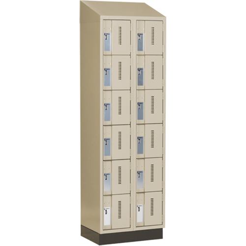 Concorde Heavy-Duty Lockers, 6 -tier, Bank of 2, 24" x 18" x 82", Steel, Beige, Welded (Assembled) Chandler Sales