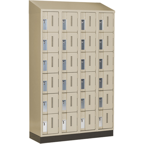 Concorde Heavy-Duty Lockers, 6 -tier, Bank of 4, 48" x 18" x 82", Steel, Beige, Welded (Assembled) Chandler Sales