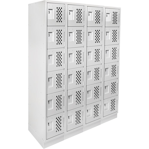 Assembled Clean Line Perforated Economy Lockers, 6 -tier, Bank of 4, 18" x 72" x 12", Steel Chandler Sales