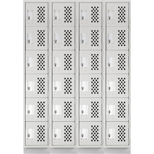 Assembled Clean Line Perforated Economy Lockers, 6 -tier, Bank of 4, 18" x 72" x 12", Steel Chandler Sales