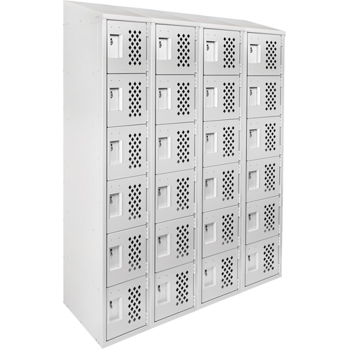 Assembled Clean Line Perforated Economy Lockers, 6 -tier, Bank of 4, 18" x 72" x 12", Steel Chandler Sales