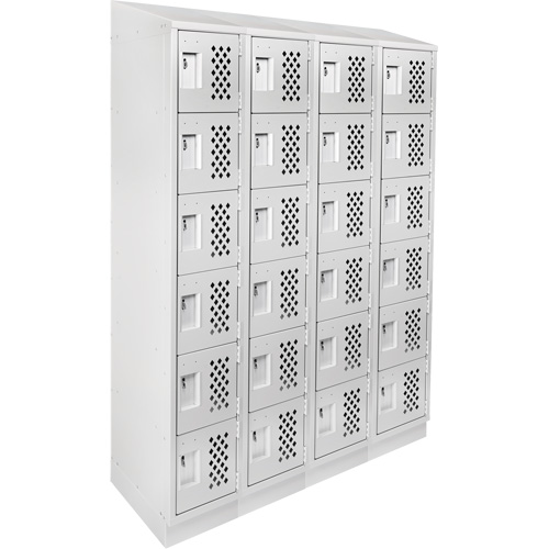 Assembled Clean Line Perforated Economy Lockers, 6 -tier, Bank of 4, 18" x 72" x 12", Steel Chandler Sales