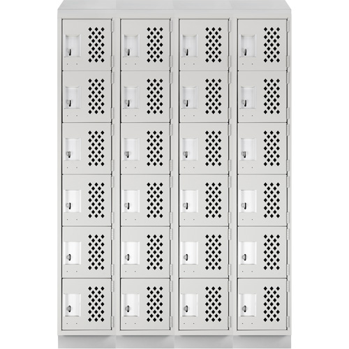Assembled Clean Line Perforated Economy Lockers, 6 -tier, Bank of 4, 18" x 72" x 12", Steel Chandler Sales