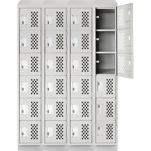 Assembled Clean Line Perforated Economy Lockers, 6 -tier, Bank of 4, 18" x 72" x 12", Steel Chandler Sales