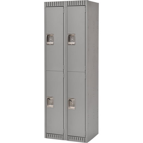 Lockers, 2 -tier, Bank of 2, 24" x 18" x 72", Steel, Grey, Rivet (Assembled) Chandler Sales