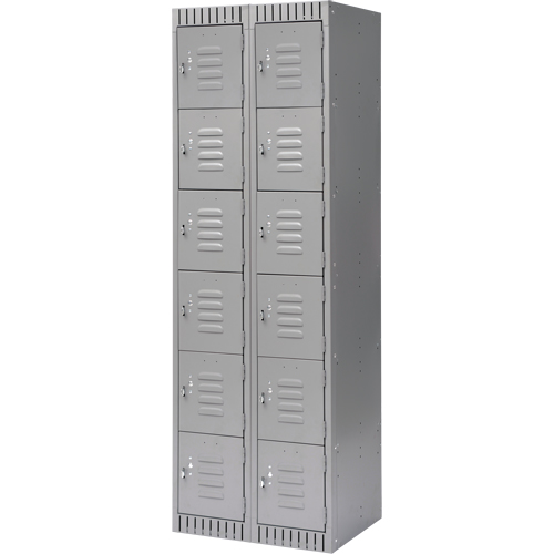 Casiers, 6 niveaux, Bloc de 2, 24" x 18" x 72", Acier, Gris, D&eacute;mont&eacute; Chandler Sales