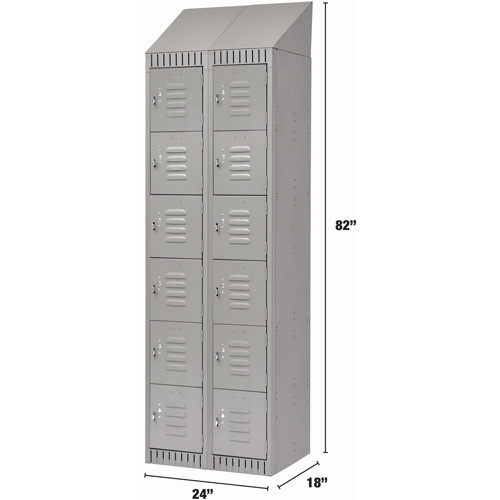 Casiers, 6 niveaux, Bloc de 2, 24" x 18" x 82", Acier, Gris, D&eacute;mont&eacute; Chandler Sales