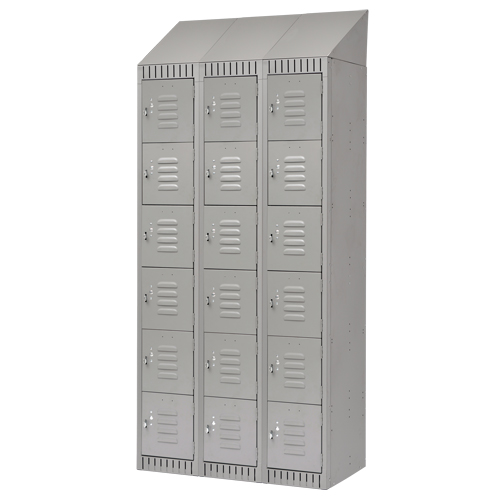 Casiers, 6 niveaux, Bloc de 3, 36" x 18" x 82", Acier, Gris, D&eacute;mont&eacute; Chandler Sales