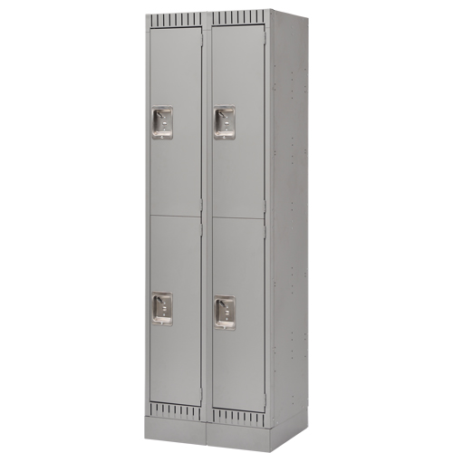 Assembled Lockers, 2 -tier, Bank of 2, 24" x 18" x 72", Steel, Grey, Rivet (Assembled) Chandler Sales