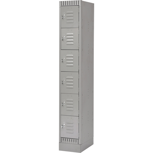 Lockers, 6 -tier, 12" x 18" x 76", Steel, Grey, Knocked Down Chandler Sales