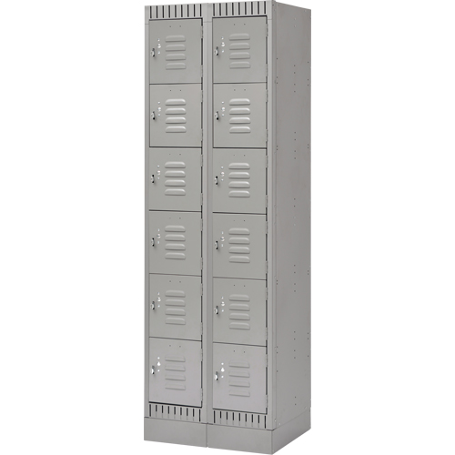 Lockers, 6 -tier, Bank of 2, 24" x 18" x 76", Steel, Grey, Knocked Down Chandler Sales