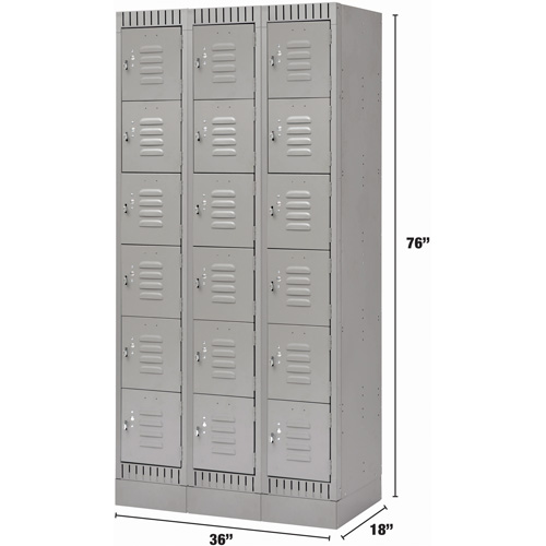 Casiers, 6 niveaux, Bloc de 3, 36" x 18" x 76", Acier, Gris, D&eacute;mont&eacute; Chandler Sales