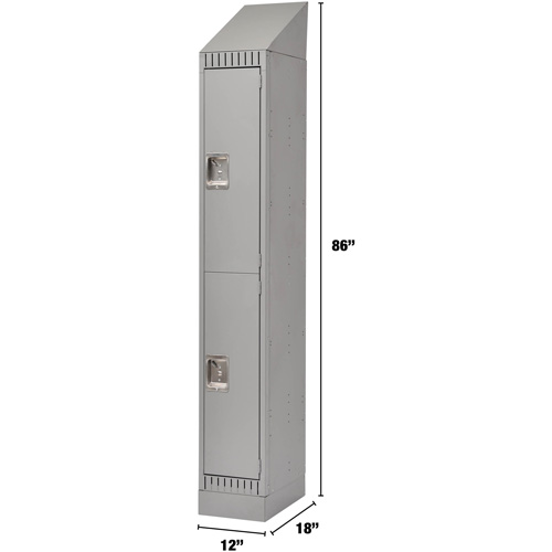 Lockers, 2 -tier, 12" x 18" x 86", Steel, Grey, Knocked Down Chandler Sales