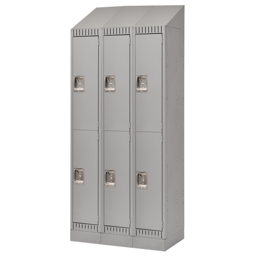 Assembled Lockers, 2 -tier, Bank of 3, 36" x 18" x 72", Steel, Grey, Rivet (Assembled) Chandler Sales