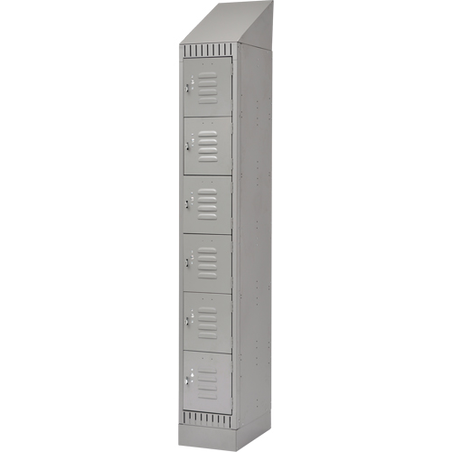 Lockers, 6 -tier, 12" x 18" x 86", Steel, Grey, Knocked Down Chandler Sales