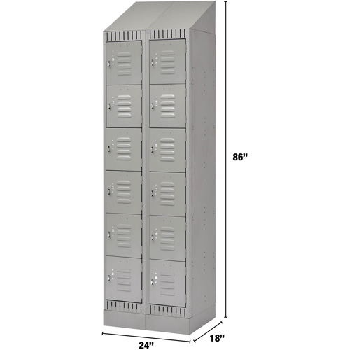 Casiers, 6 niveaux, Bloc de 2, 24" x 18" x 86", Acier, Gris, D&eacute;mont&eacute; Chandler Sales