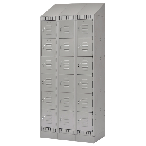 Casiers, 6 niveaux, Bloc de 3, 36" x 18" x 86", Acier, Gris, D&eacute;mont&eacute; Chandler Sales