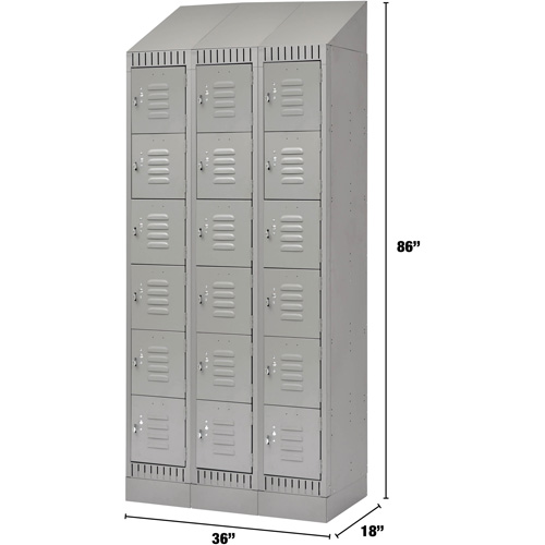 Casiers, 6 niveaux, Bloc de 3, 36" x 18" x 86", Acier, Gris, D&eacute;mont&eacute; Chandler Sales