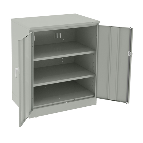 Deluxe Counter High Cabinet, Steel, 2 Shelves, 42" H x 36" W x 24" D, Light Grey Chandler Sales