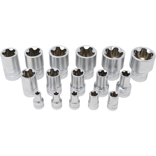 Jeu de douilles TORX EPR &agrave; 5 pans, 16 Morceaux, Prise de 1/4"/3/8"/1/2" Chandler Sales