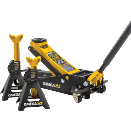Magic Lift Service Jack & Jack Stands Combo Set, 3 Ton(s)/2.5 Ton(s) Capacity, 3-7/20" Lowered, 19-3/10" Raised, Manual Hydraulic Chandler Sales
