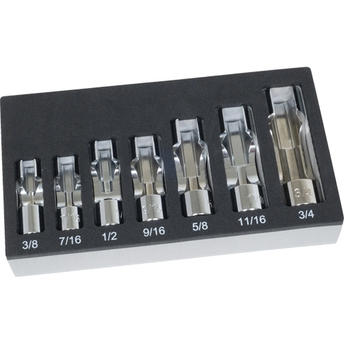SAE Flare Nut Socket Set with Foam Tray, 7 Pieces, 3/8" Drive Size Chandler Sales