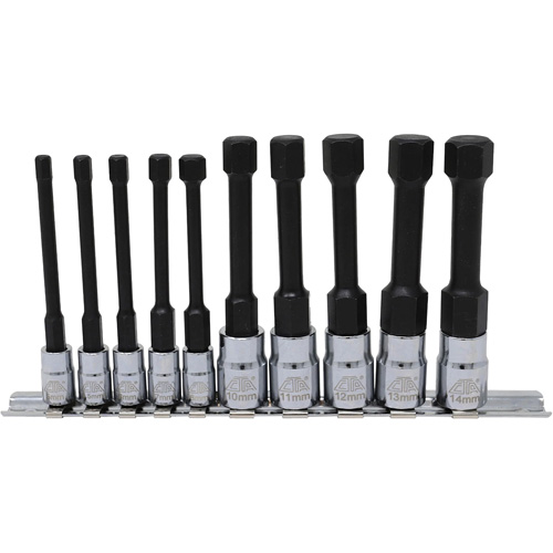 Metric Hex Socket Bit Set with Reduced Shank, 10 Pieces, 1/4"/3/8" Drive Size Chandler Sales