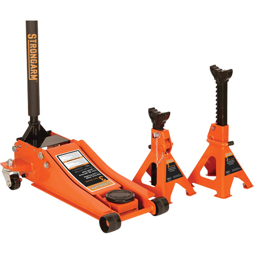 Cric de service &agrave; profil bas avec chandelles de s&eacute;curit&eacute;, 3 tonne(s) Capacit&eacute;, 2-19/20" Abaiss&eacute;e, 19-9/10" &eacute;lev&eacute;e, Hydraulique &agrave; main Chandler Sales