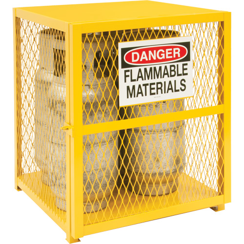 Gas Cylinder Storage Cabinet, 4 Cylinder Capacity, 30" W x 30" D x 35" H, Yellow Chandler Sales