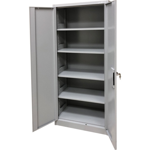 Storage Cabinet, Steel, 4 Shelves, 66" H x 30" W x 15" D, Grey Chandler Sales