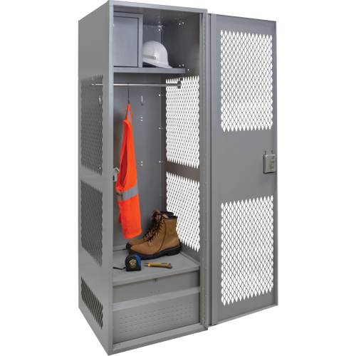 Gear Locker with Door, Steel, 24" W x 24" D x 72" H, Grey Chandler Sales