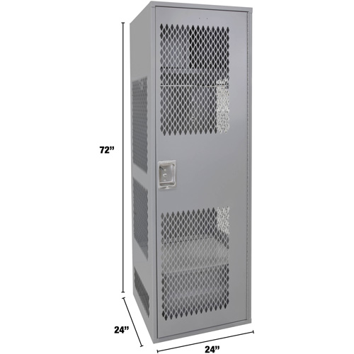 Gear Locker with Door, Steel, 24" W x 24" D x 72" H, Grey Chandler Sales