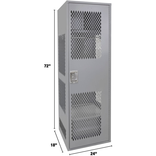 Gear Locker with Door, Steel, 24" W x 18" D x 72" H, Grey Chandler Sales
