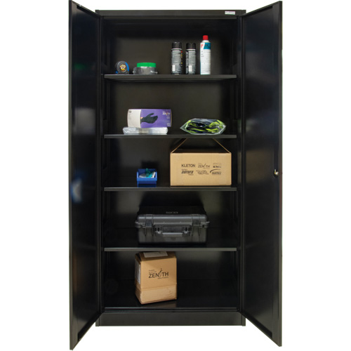 Armoire de rangement Hi-Boy, Acier, 4 Tablettes, 72" h x 36" la x 18" P, Noir Chandler Sales