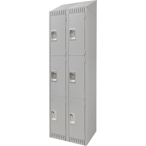Casiers, 3 niveaux, Bloc de 2, 24" x 18" x 82", Acier, Gris, D&eacute;mont&eacute; Chandler Sales