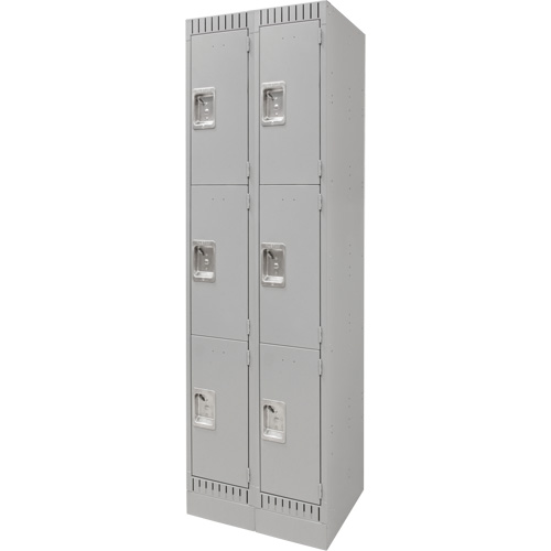 Casiers, 3 niveaux, Bloc de 2, 24" x 18" x 76", Acier, Gris, D&eacute;mont&eacute; Chandler Sales